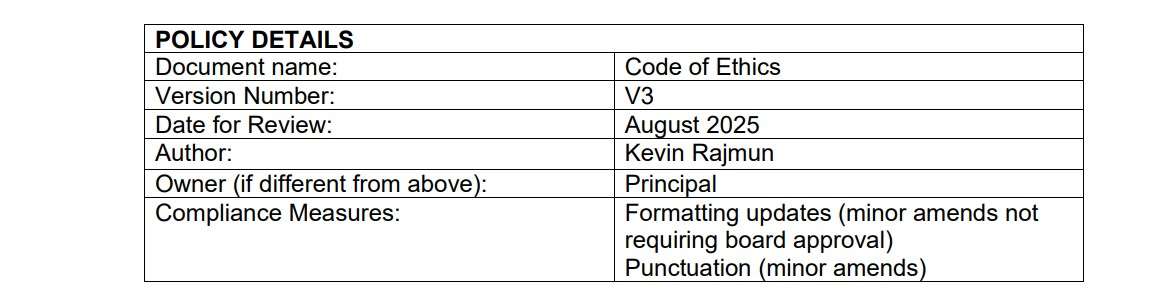Code of Ethics